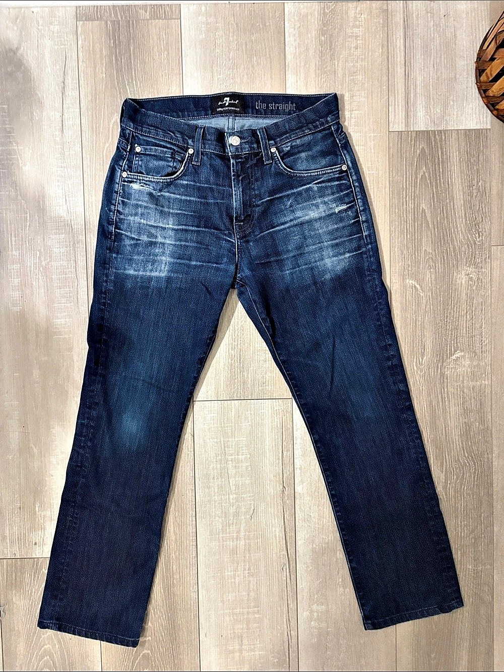 7 for All Mankind The Straight Luxe Performance Straight Leg Jeans Blue Waist 7